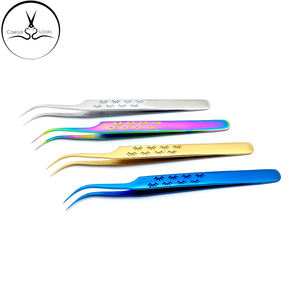 Pinzas para pestañas postizas de 45 ángulos, de acero inoxidable, dorado y azul, multicolor, con logotipo personalizado, herramienta para pestañas postizas - Product Image 2