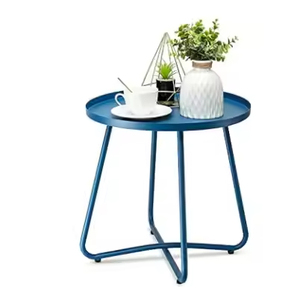 Poudre jaune enduit en gros moderne rond Patio Table d'appoint petite Table en métal pour cour jardin élégant extérieur Table d'appoint - Product Image 5