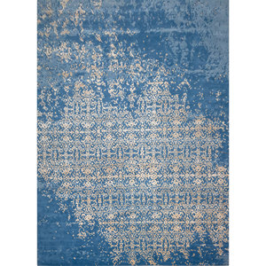 พรมไหมพรมวิสโคส Mythos Blue ลายเมดัลเลียนรูปสี่เหลี่ยมผืนผ้า ขนาด 9x12 ฟุต สำหรับทางเข้าบ้าน โถงทางเดิน พรมปูพื้นห้องนั่งเล่นเนื้อนุ่ม ขนาด 9x12 ฟุต - Product Image 1