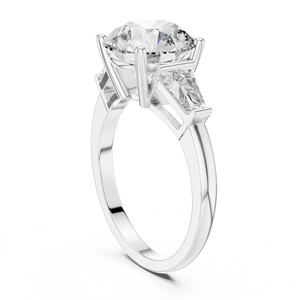 Anillo de Compromiso de Oro Sólido de 14K de Inspiración Vintage con Diamantes de Laboratorio, Corte de Diamante en Racimo y Piedras Laterales de Corte Baguette, Unisex, para Boda - Product Image 5