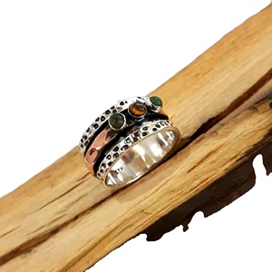 Latest Designer Two Tone Garnet <b>Spinner</b> Handmade <b>Ring</b> 925 Sterling Silver Jewelry Wholesale Factory Price - Product Image 1