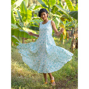 Robe longue trapèze sans manches à col rond imprimé tropical avec poches en mousseline respirante pour l'été décontracté - Product Image 2