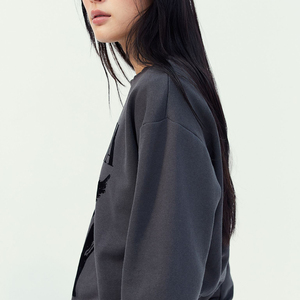 Nuevo diseño Otoño Invierno liso mujeres sudaderas moda pulóver mujeres cuello redondo pulóver sudadera - Product Image 4