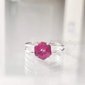 Bague pour femme en argent sterling 925 avec pierre précieuse naturelle Alexandrite, pierre de naissance de juin, bague empilable pour anniversaire, Noël, bijoux - Product Image 2