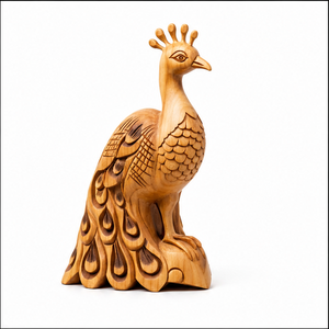 Escultura de Pavo Real de Madera Hecha a Mano, Ecológica y Duradera, Figura de Animal Tallada, Decoración Tradicional para Mesa de Sala de Estar - Product Image 4