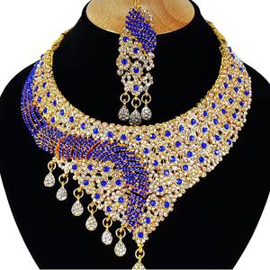Vintage Style <b>Crystal</b> Rhinestone Zircon Flower Shape Alloy Jewelry Set <b>Necklace</b> Earrings Headpiece Purple Women Engagement - Product Image 2
