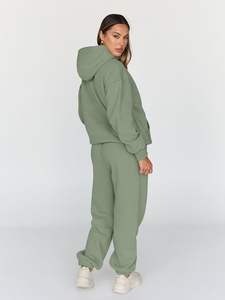 Ensemble survêtement sport en molleton respirant pour homme, personnalisé, uni, pour l'hiver, avec sweat à capuche et pantalon de jogging - Product Image 6