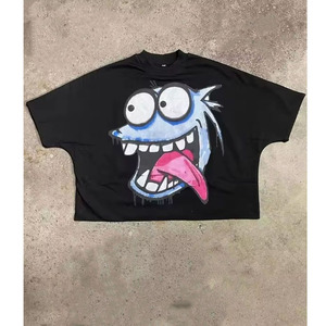 Camisetas recortadas de algodón 100% personalizadas para hombres con ropa de calle, camiseta de hip-hop y aspecto rasgado desgastado - Product Image 2