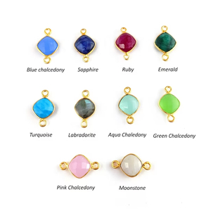 Labradorite Coussin Forme Bezel Gemstone Connector Sterling Silver Semi Precious Gemstone for DIY Jewelry Making - Product Image 2