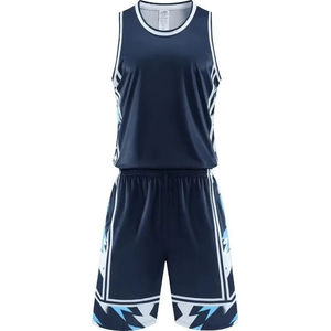 Ensemble d'uniformes de basket-ball en polyester respirant personnalisé 150GSM bleu et blanc imprimé par sublimation de couleur pour la formation d'équipe scolaire - Product Image 5
