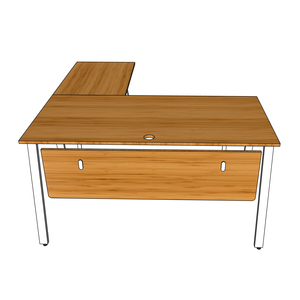 BFATB009-AtonBamboo 140x150cm L-Shaped Gaming <b>Desk</b> with <b>Foldable</b> Iron Legs Wooden Material Adjustable and Drawer Features - Product Image 5