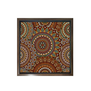 Plateau de service rond en bois avec revêtement en émail organisant un plateau décoratif pour la cuisine et la table à manger à usage domestique - Product Image 5