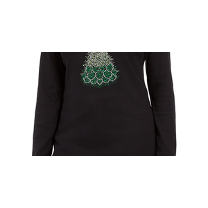 เสื้อยืดลำลองพิมพ์ลายวันหยุดสำหรับผู้หญิง Karen Scott สีดำ ไซส์เล็ก สำหรับฤดูหนาว - Product Image 3