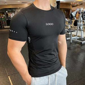 T-shirt de course à pied Gym personnalisé pour hommes Sporty Breathable Athletic Fitness Slim Fit Design Plus Size 280 Grammes Casual Compression unie - Product Image 4