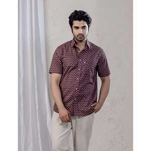 Camisa de Hombre de Manga Corta 100% Algodón Estampada, Casual y de Esmoquin, Corte Ajustado, Tejido Popelina Transpirable, Moda ODM - Product Image 1