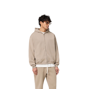 Sudadera con capucha y cremallera de algodón pesado 100% de alta calidad para hombre con bolsillo de secado rápido y transpirable patrón sólido de invierno - Product Image 1