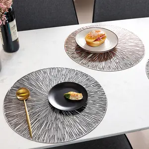 Manteles individuales redondos de PVC para mesa de oro de boda personalizados para restaurante japonés de lujo americano antideslizante