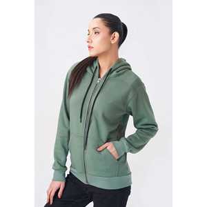 Sweat à capuche zippé vert décontracté pour femme - Product Image 4
