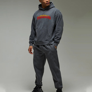 New Arrived 2025 100% Cotton Hoodie & Sweatpants Tracksuit Set for Men's Oversized Drop Shoulder Custom Printed Men's Tracksuit - Product Image 4