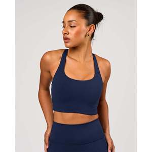 เสื้อชั้นในกีฬา Flow Long Line Sports Bra-Future Navy แบบสายไขว้ด้านหลัง สำหรับโยคะ ฟิตเนส และชุดออกกำลังกาย พร้อมคุณสมบัติยืดได้สี่ทิศทาง - Product Image 1