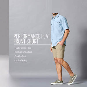 กางเกงเอวกลางขาสั้นผ้าฝ้าย100% ทำจากผ้าฝ้ายทอลายทแยงทนทานและเป็นมิตรกับสิ่งแวดล้อมสไตล์ลำลองโดยผู้เล่นย้อมธรรมดา - Product Image 4