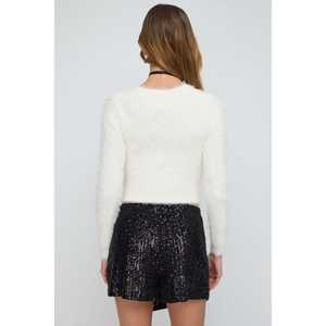 Casual Faux Fur <b>Crop</b> <b>Cardigan</b> with Floral Embroidery <b>Short</b> Length Print <b>Cardigan</b> for Autumn and Spring - Product Image 5