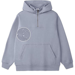 Sweat à capuche chaud et solide en polaire avec demi-fermeture éclair, doublure intérieure douillette, séchage rapide et respirant pour l'automne/hiver et le quotidien - Product Image 1