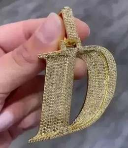 Personalizable 3Ct corte Real Moissanite inicial colgante 14K oro amarillo chapado 925 plata esterlina joyería fina para fiestas - Product Image 3