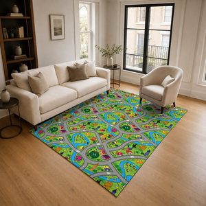 Tapis RUGS DEPOT LXDP-0482, vente en gros, vert sauge, style bohème tribal, imprimé numérique, lavable en machine, tapis en chenille, antidérapant - Product Image 2