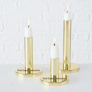 Bougeoir conique en métal plaqué or pour décoration de maison et de mariage en laiton de style vintage pour décoration d'éclairage de table - Product Image 5