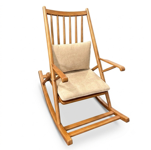 Fauteuil à bascule moderne en chêne massif, siège rembourré en mousse, fauteuil de salon confortable, garantie 3 ans pour salon et chambre à coucher - Product Image 2