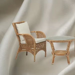 Cordella ชุดระเบียงแบบเอเชียทำด้วยมือชุดหวายหรูหราสำหรับเฟอร์นิเจอร์กลางแจ้งลานอพาร์ทเมนต์หรือลานริมสระว่ายน้ำ - Product Image 1