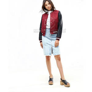 Premium Femmes Manches En Cuir Varsity Veste Rétro Bomber Letterman Veste pour College Team Casual Fashion - Product Image 4