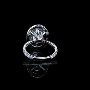 3ct Oval Cut VVS1 Moissanite Diamond Wedding Ring Cadeau pour les femmes à double halo Platinum/Gold Plated Sterling Silver Fine Jewelry - Product Image 4