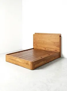 Lit plateforme en teck massif, taille king, avec tiroirs de rangement, style tropical, meubles de chambre à coucher - Product Image 4