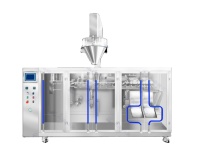 Machine de remplissage et de scellage automatique de sachets à économie d'énergie, facile à utiliser pour l'emballage de sacs en plastique et en aluminium pour aliments, produits chimiques et autres marchandises