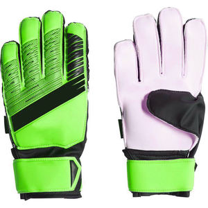 Gants de gardien de but professionnels orange et noir à paume plate avec motif de protection contre les impacts au dos de la main et support de poignet sécurisé à scratch - Product Image 3