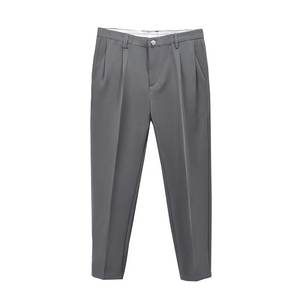 Men's Summer Cropped Straight Flat Front Zipper Fly Midweight Worsted Slim Fit Breathable Knitted Casual <b>Suit</b> <b>Pants</b> - Product Image 5