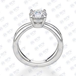 Anillo de moissanita solitario de corte redondo TCW 1,60 para mujer, ajuste de punta de oro blanco con acentos, regalo de aniversario para ella - Product Image 2