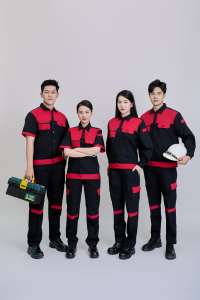 Vietnamese Breathable Comfortable New <b>Top</b> Durable FMF Women's <b>Black</b> & <b>Red</b> Short-Sleeve Hi Visibility Safety Workwear Set - Product Image 2