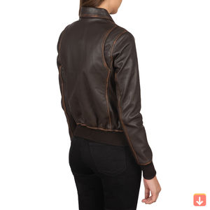 Venta al por mayor señoras chaqueta de cuero de oveja auténtica señoras recortada estilo bombardero moda Primavera chaqueta de cuero auténtico mujeres OEM - Product Image 6