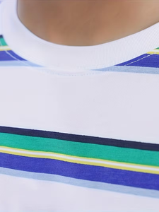 Men's Casual Mixed-<b>Striped</b> <b>Long</b>-<b>Sleeved</b> <b>T</b>-<b>shirt</b> Spring/Fall Season Jersey Fabric with Slight Stretch Crew Neck Regular Fit - Product Image 6