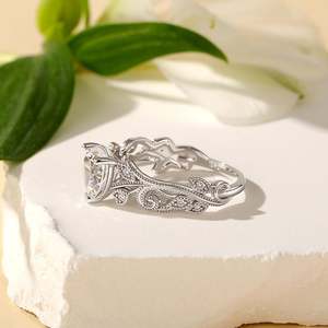 Jeulia Diamond Heart Leaf Engagement Ring Rose Gold Plated Sterling Silver - Product Image 5