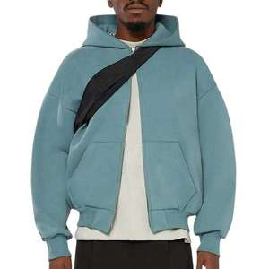 Sweat à capuche unisexe à fermeture éclair intégrale, style boxy, poids lourd, streetwear, OEM personnalisé, coton - Product Image 5