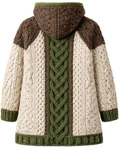 Suéter con Capucha de Punto Trenzado Verde Marrón Personalizado para Mujer, Suéter Grueso de Invierno Cálido, Estilo Hecho a Mano, Ropa Casual de Calle para Mujer - Product Image 2