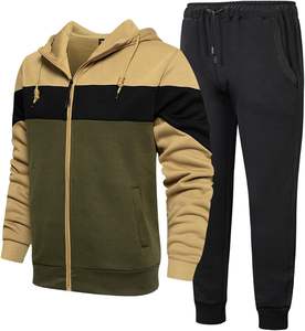 Men's 2-Piece Color Block Sweatsuit Long Sleeve Hoodie and Joggers Set Winter Activewear <b>Outfits</b> - Product Image 1