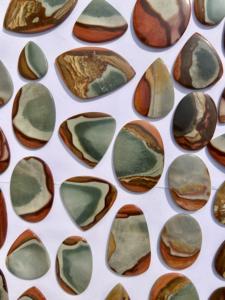 Jaspe polychrome naturel, cabochon poli, pierre précieuse en vrac pour la fabrication de bijoux, vente en gros - Product Image 2