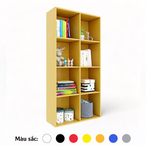 Estantería de Madera de Caucho con 8 Compartimentos, 80x30x160cm, Color Pintado KS68107, 4 Niveles, Tipo Vertical para Sala de Estar - Product Image 4