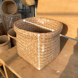 Cesta de mimbre de algas marinas ecológica hecha a mano, organizador de almacenamiento de ratán estilo vietnamita para plantas, artículos diversos, flores, artesanías de mimbre - Product Image 4