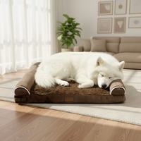 Lit orthopédique rectangulaire écologique pour chien et chat XL, résistant aux morsures, amovible, lavable, moderne, avec drap